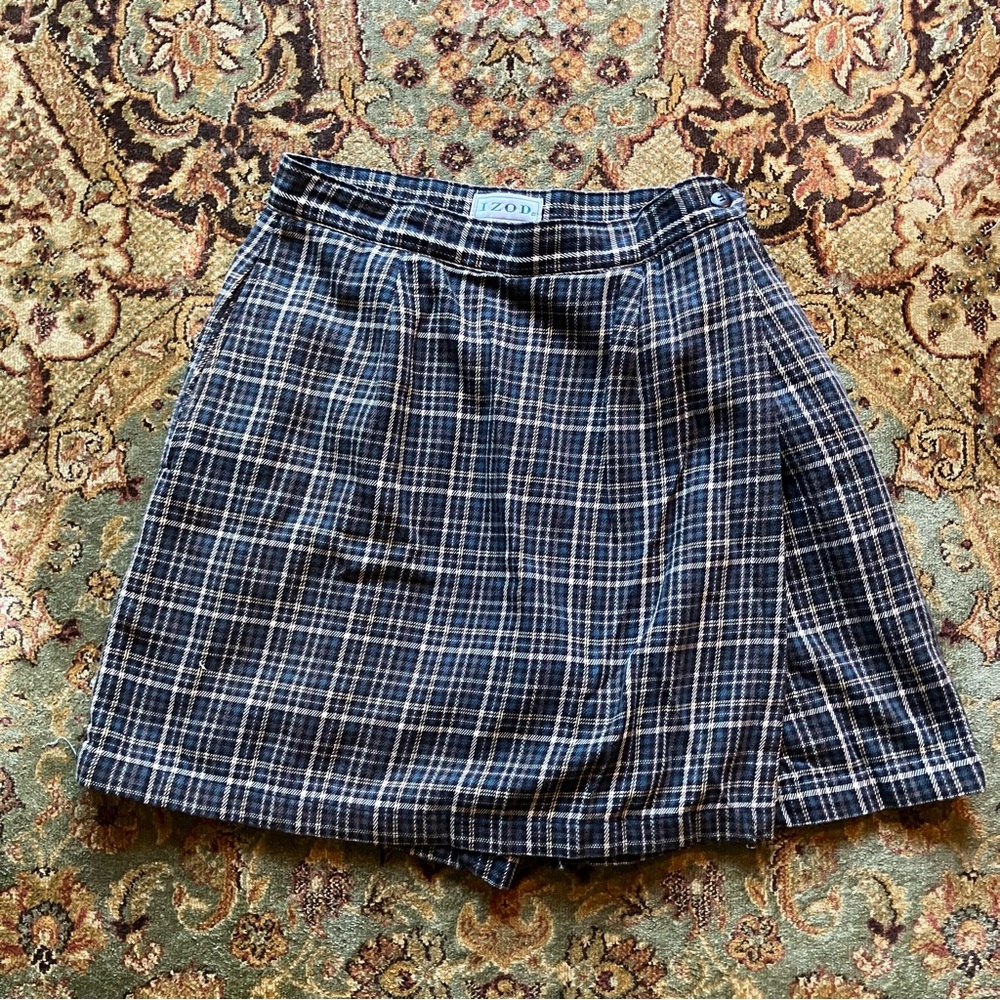 Vintage Izod Women's Navy Plaid Skort